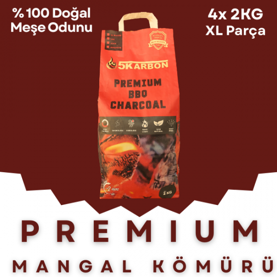 5Karbon Premium Mangal Kömürü 8 Kg XL Parça